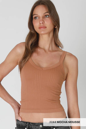 Deep V Neck Ribbed Top: Desert Flowers