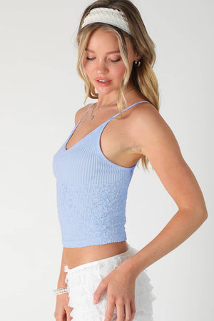 Textured Lace Cami:White