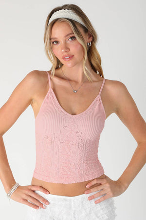 Textured Lace Cami:Black