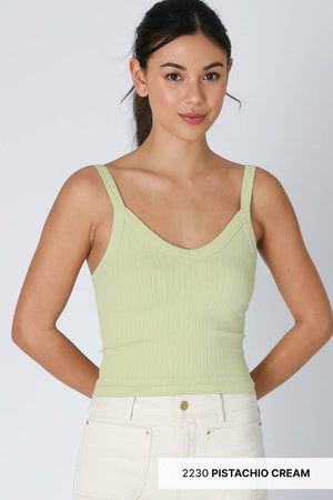 Deep V Neck Ribbed Top: Desert Flowers