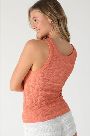 Reversible Lace Textured Tank Top:Earth Olive