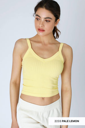 Deep V Neck Ribbed Top: White