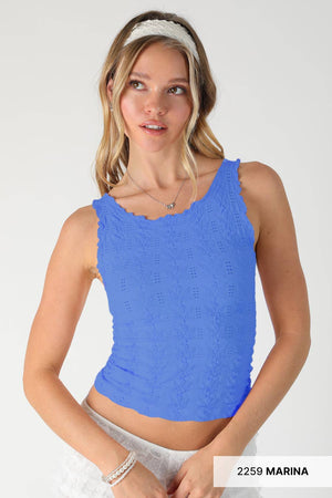 Floral Edge Top: Milk Tea
