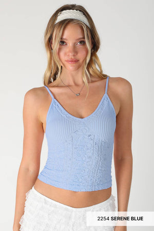 Textured Lace Cami:White