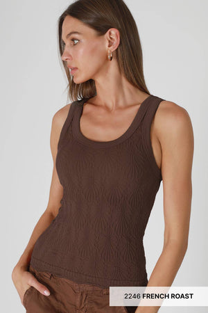 Reversible Lace Textured Tank Top:Black