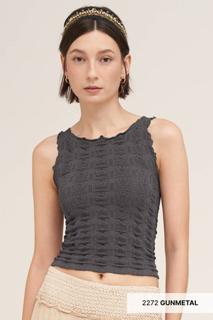 Floral Edge Top: Milk Tea