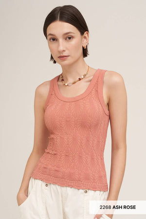 Reversible Lace Textured Tank Top: Black