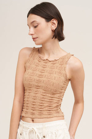Floral Edge Top: Milk Tea