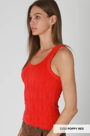 Reversible Lace Textured Tank Top:Deep Sea Blue