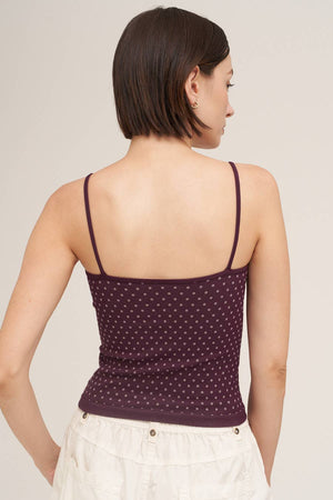 White Polka Dot Strap Cami: Deep Sea Blue