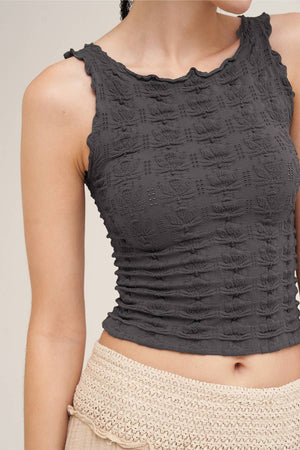 Floral Edge Top: Milk Tea