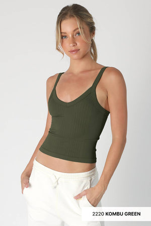 Deep V Neck Ribbed Top: Desert Flowers