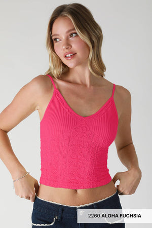 Textured Lace Cami:Black