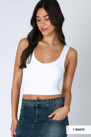 Clean Line Racerback Crop Top: White