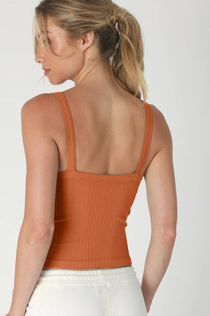 Deep V Neck Ribbed Top: Desert Flowers
