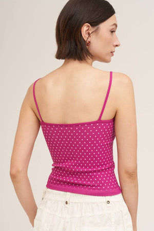 White Polka Dot Strap Cami: Earth Olive