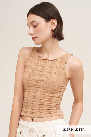 Floral Edge Top: Milk Tea