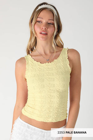 Floral Edge Top: Deep Sea Blue