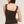 Checked Square Neck Top: Gunmetal
