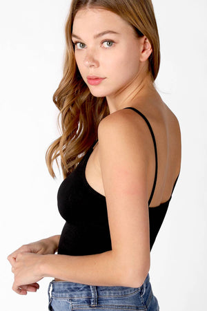 RIBBED V NECK CROP TOP : BLACK