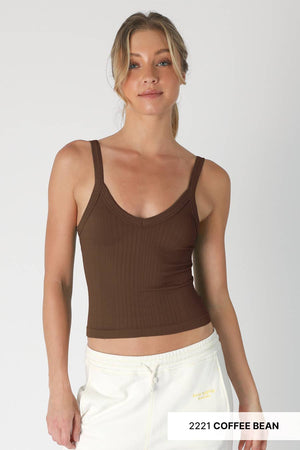 Deep V Neck Ribbed Top: Desert Flowers