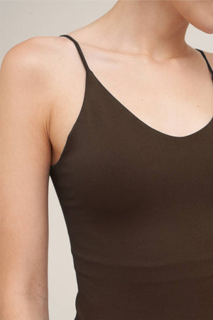 Clean Line V Neck Cami:Earth Olive