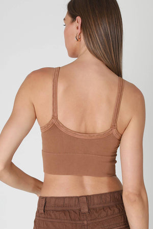 Vintage Ribbed V-Neck Bra Top: Vintage Java