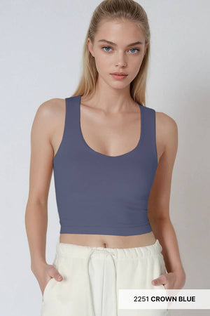 Clean Line Racerback Crop Top:Crown Blue