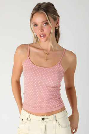 White Polka Dot Strap Cami: Deep Sea Blue