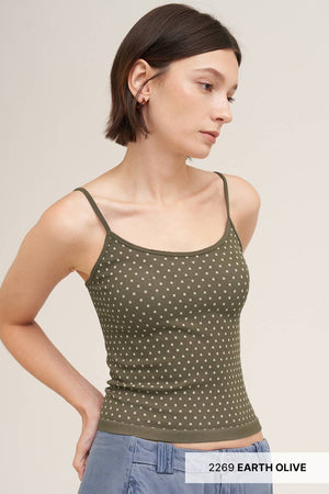 White Polka Dot Strap Cami: Deep Sea Blue