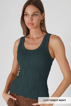 Reversible Lace Textured Tank Top:Earth Olive