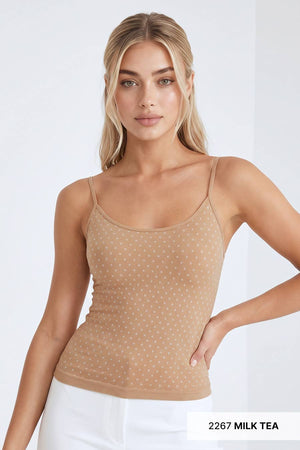 White Polka Dot Strap Cami: Deep Sea Blue