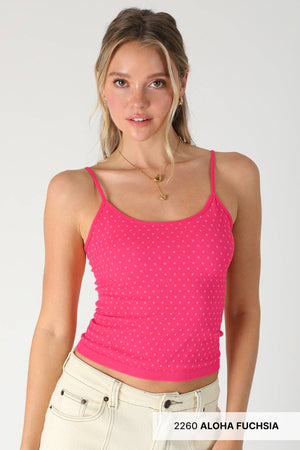 White Polka Dot Strap Cami: Deep Sea Blue