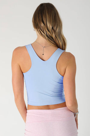 Clean Line Racerback Crop Top: White