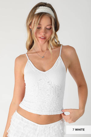 Textured Lace Cami:Black