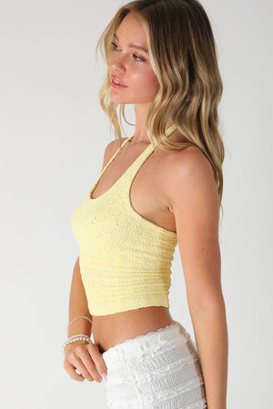 Floral Lace Halter Crop Top: Black