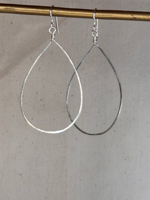 Sterling Silver Tear Drop Hoop Earrings
