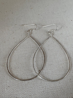 Sterling Silver Tear Drop Hoop Earrings