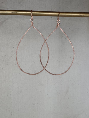 Rose Gold Tear Drop Hoop Earrings