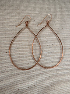 Rose Gold Tear Drop Hoop Earrings
