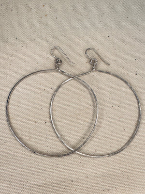 Sterling Silver Large Round Hoop Earrings