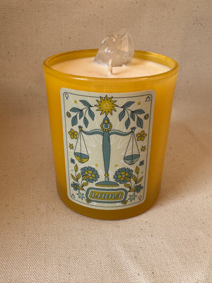 Sun Sign Zodiac Candle with Clear Quartz