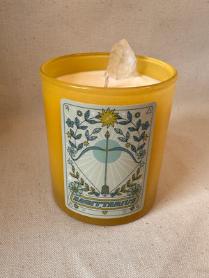 Sun Sign Zodiac Candle with Clear Quartz