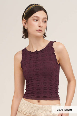 Floral Edge Top: Milk Tea