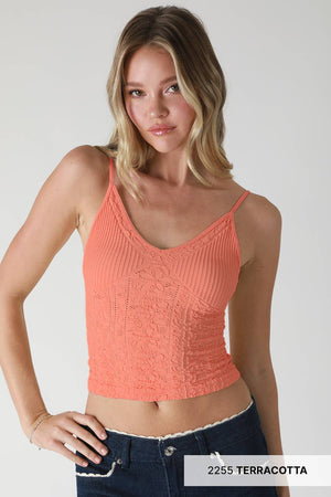 Textured Lace Cami:Dusty Teal