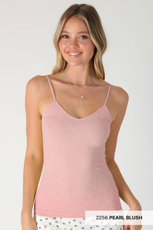 Lace Textured Cami: Black