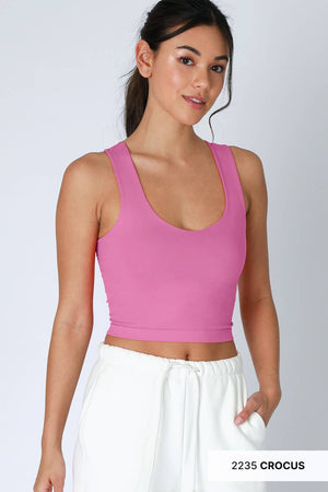 Clean Line Racerback Crop Top:Whale Gray
