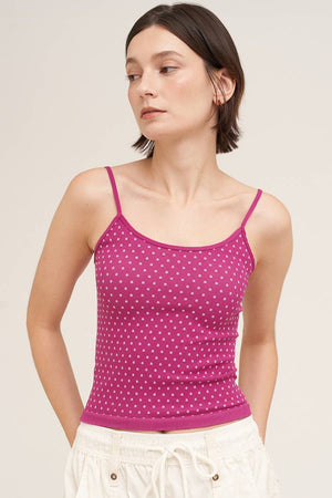White Polka Dot Strap Cami: Deep Sea Blue