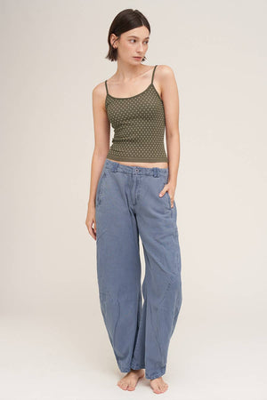 White Polka Dot Strap Cami: Earth Olive