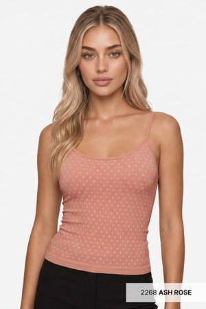 White Polka Dot Strap Cami: Deep Sea Blue